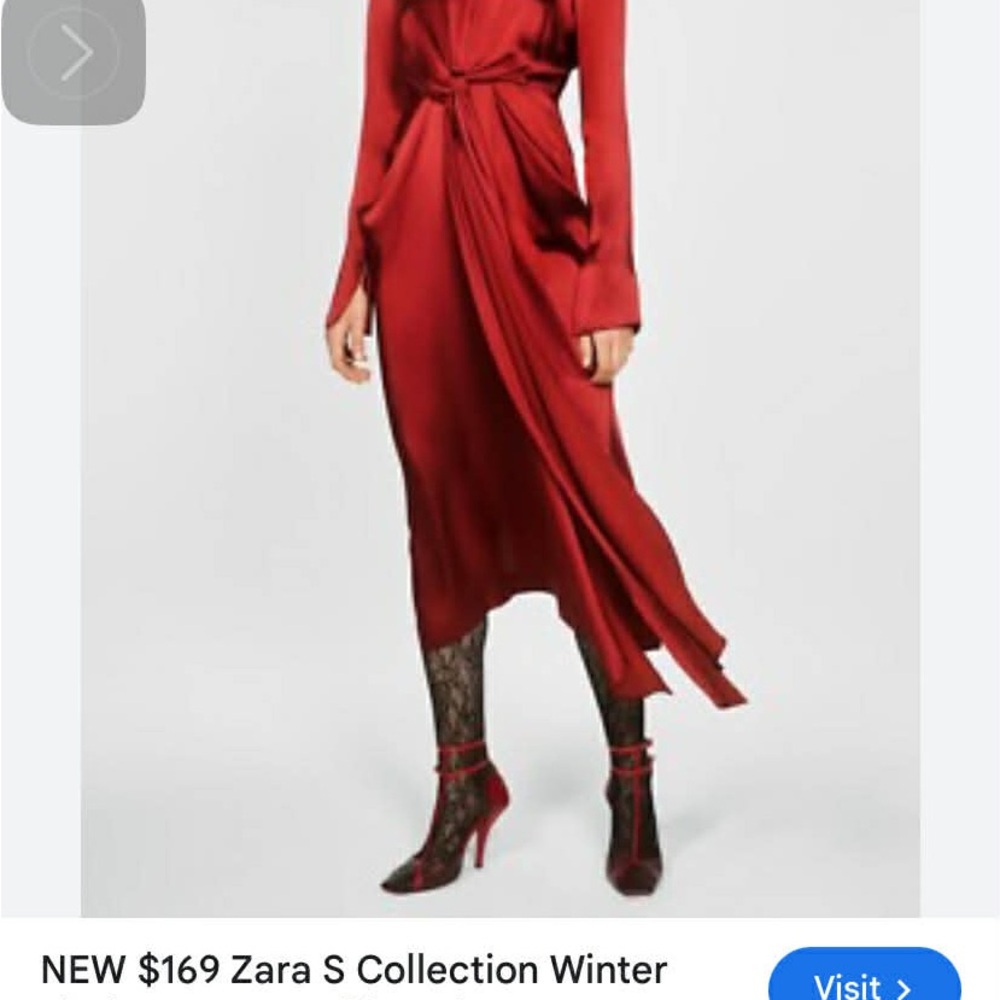 Zara Women's Long Sleeve Red Dress